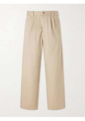 A.P.C. - Ricky Straight-Leg Pleated Organic Cotton Trousers - Men - Neutrals - IT 44