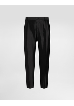 Dolce & Gabbana Mikado Shantung Silk Trousers - Man Pants And Shorts Black Silk 46
