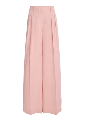 Michael Kors Collection Pleated Sand washed Linen Suiting Wide-Leg Pants - Moda Operandi
