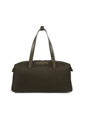 Smythson Small Travel Bag In Norton Canvas In Dark Moss