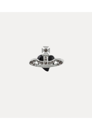 Vivienne Westwood New Diamante Heart Ring -Platinum-black-diamond -Platinum-black-diamond Unisex
