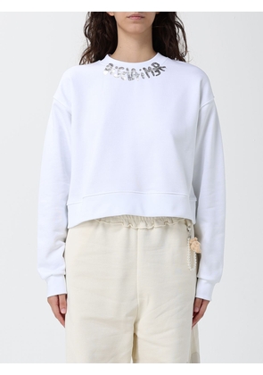 DISCLAIMER Cropped Cotton Jumper with Printed Logo and Crew Neck