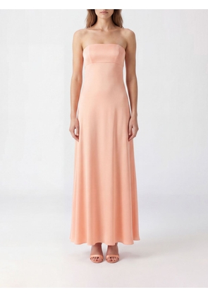 GIOVANNI BEDIN Long Evening Gown in Pure Silk with Straight Neckline and Off-Shoulder Design