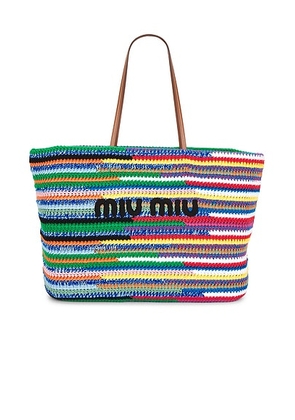 Miu Miu Cotone Crochet Tote Bag in Multicolor - Green,Red. Size all.