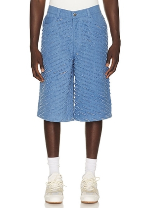 Pas Une Marque Cut Through Denim Shorts in Blue - Blue. Size XL/1X (also in S, L).