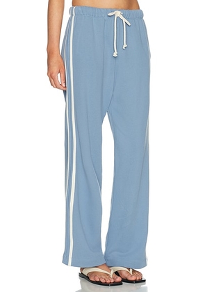 DONNI. The Eco Terry Stripe Crop Pant in Cornflower - Blue. Size XS (also in S, M, L, XL).