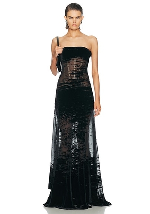 Grace Ling Corseted Glitch Gown in Black Sheer - Black. Size XS (also in S).