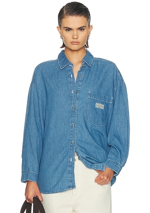 American Vintage Izeway Long Sleeve Shirt in Medium Blue - Blue. Size M/L (also in XS/S).