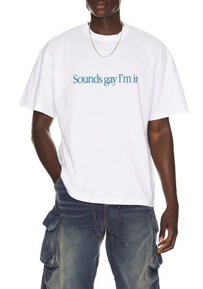 Carne Bollente Simply Sounds Gay Tee in White - White. Size L (also in S, M, XL/1X).