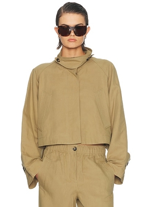 Helmut Lang Cropped Trench Jacket in Trench - Brown. Size XS (also in S, M, L).