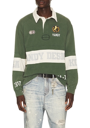 VANDYTHEPINK Washed Long Sleeve Rugby in Green - Green. Size XL/1X (also in XS, S, M, L).