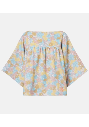 Chloe Floral gathered cotton top