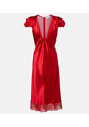 McQueen Lace-trimmed satin midi dress
