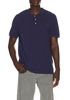 Polo Ralph Lauren Short Sleeve Garment Dyed Featherweight Mesh Henley T-Shirt in Dark Cobalt - Blue. Size XXL/2X (also in S, M, L, XL/1X).