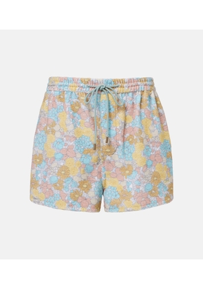 Chloe Floral cotton terry shorts