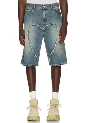 Carne Bollente Love Denim Shorts in Off Blue - Blue. Size 30 (also in 28, 32, 34).