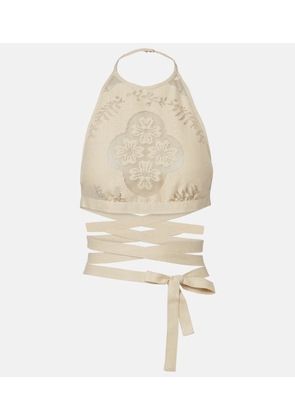 Valentino Open-back cotton-blend crop top