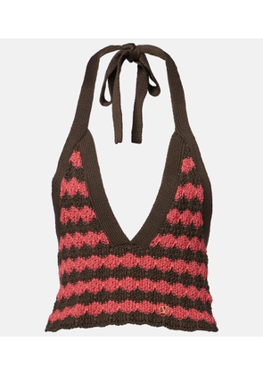 Valentino Striped knitted cotton crop top