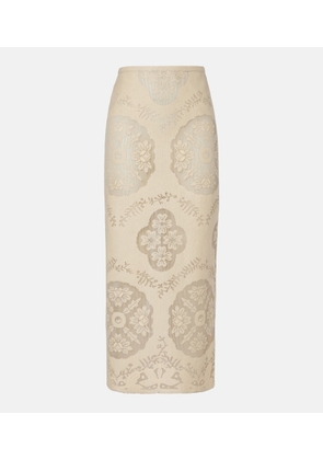 Valentino Floral cotton-blend midi skirt