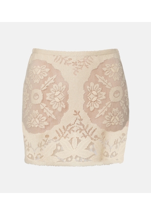 Valentino Floral cotton-blend miniskirt