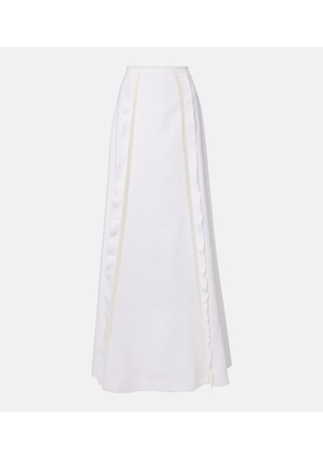 Valentino Lace-trimmed linen maxi skirt