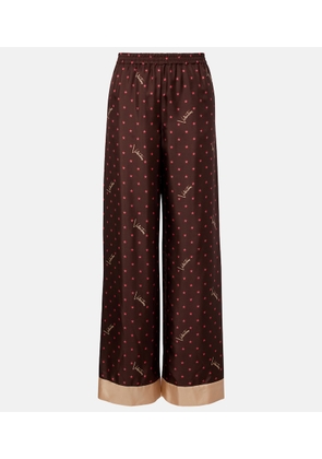Valentino Printed silk twill palazzo pants