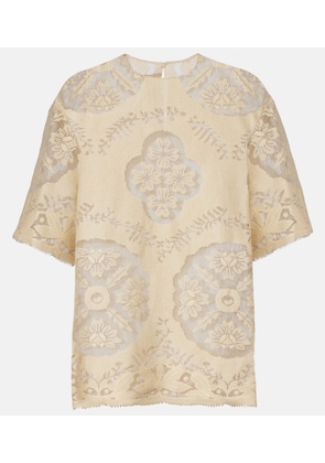 Valentino Floral knitted cotton-blend top
