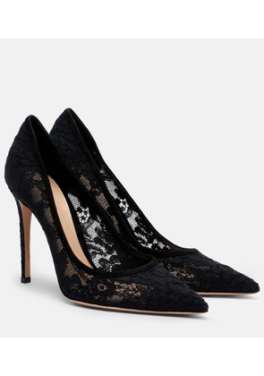Gianvito Rossi Claudia suede-trimmed lace pumps