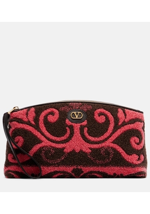 Valentino Garavani VLogo leather-trimmed terry pouch