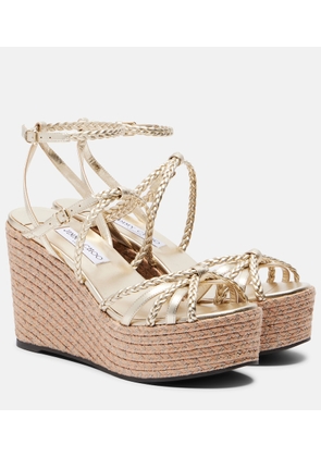 Jimmy Choo Nyra braided leather espadrille wedges