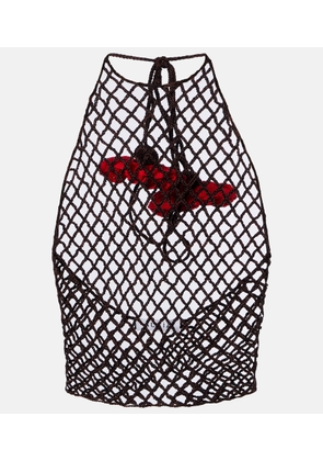 Alaia Open-knit halterneck cotton top
