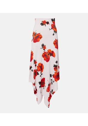 Alaia Floral asymmetric jersey midi skirt