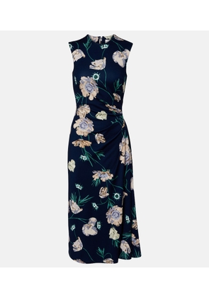 Erdem Draped floral jersey midi dress