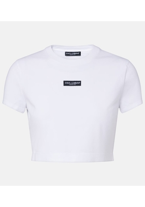 Dolce&Gabbana Logo cropped cotton-blend jersey T-shirt
