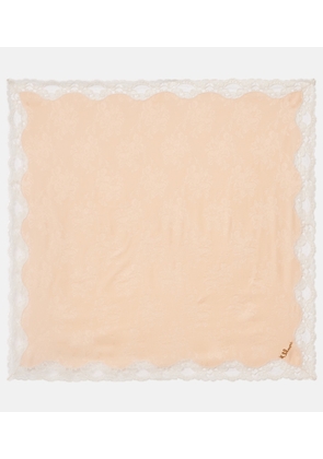 Chloe Embellished lace-trimmed silk jacquard scarf