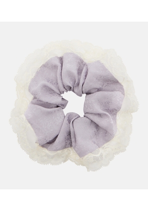 Chloe Lace-trimmed floral silk jacquard scrunchie
