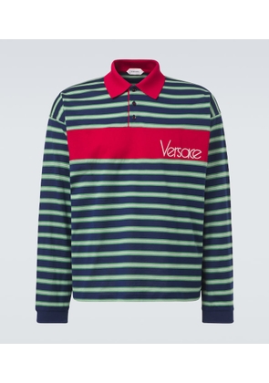 Versace Striped cotton jersey polo shirt