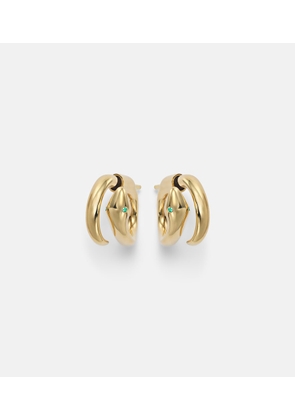 Ileana Makri Spiral Cobra 18kt gold earrings with emeralds