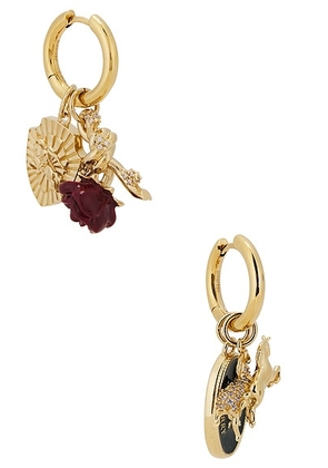 Burberry Charm Hoop Earrings in Gold & Multicolour - Metallic Gold. Size all.