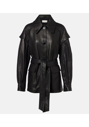 Nour Hammour Perrin belted leather jacket