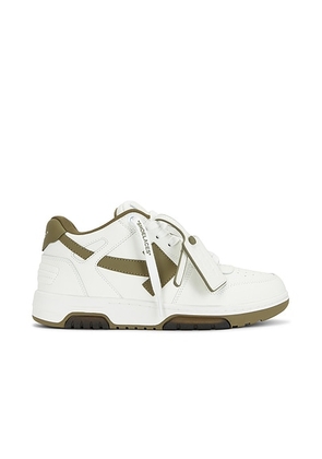 OFF-WHITE Out Of Office Calf Leather Sneaker in White & Kaki - White. Size 44 (also in 41, 42, 43, 45, 46).
