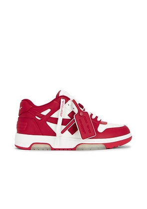 OFF-WHITE Out Of Office Calf Leather Sneaker in White & Haute Red - White. Size 45 (also in 41, 42, 43, 44, 46).