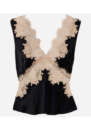 Rixo Emmie lace-trimmed satin top
