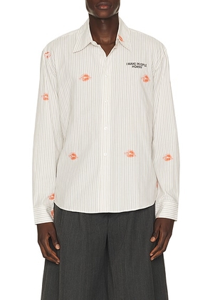 Carne Bollente Business Sensual Tee in Stripe - White. Size L (also in S, M, XL/1X).