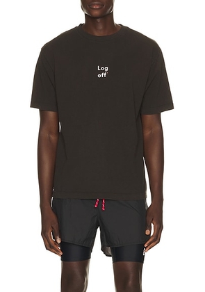 District Vision Log Off Tee in Brown - Brown. Size L (also in S, M, XL/1X).