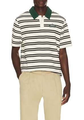 Malbon x Golf & Bass Club Fairway Bass Club Polo in Ivory Stripe - White. Size M (also in S, L, XL/1X).