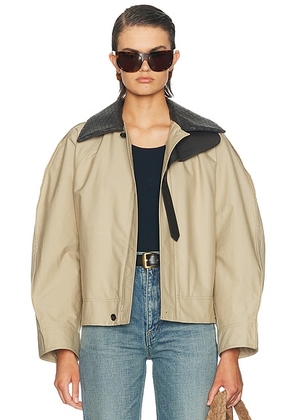 Bottega Veneta Leather Trim Jacket in Sahara - Beige. Size 36 (also in 38, 40).