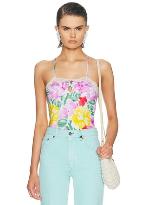 Chloe Floral Bodysuit Top in Multicolor - Pink,Green. Size 38 (also in 34, 36, 42).