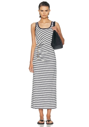 SIMKHAI Becker Midi Dress in Midnight Stripe - Navy. Size S (also in XS, M, L).