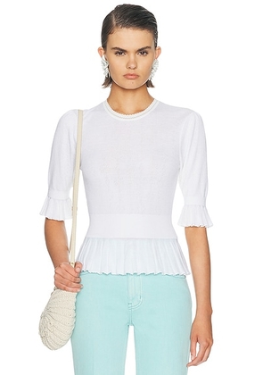 Chloe Pointelle Sweater in Iconic Milk - Ivory. Size M (also in XS, S, L).